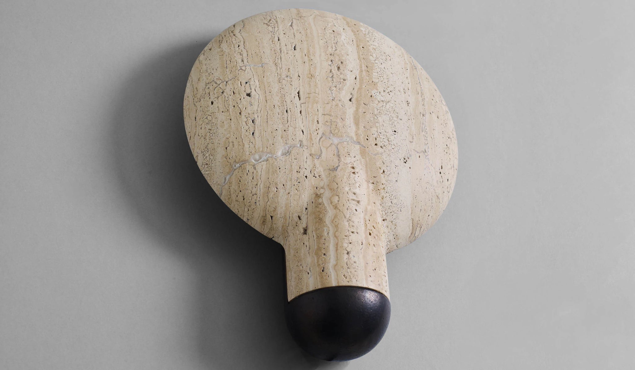 IN STOCK Studio Henry Wilson Classico Travertine with Blackened Cast Bronze Surface Wall Sconce