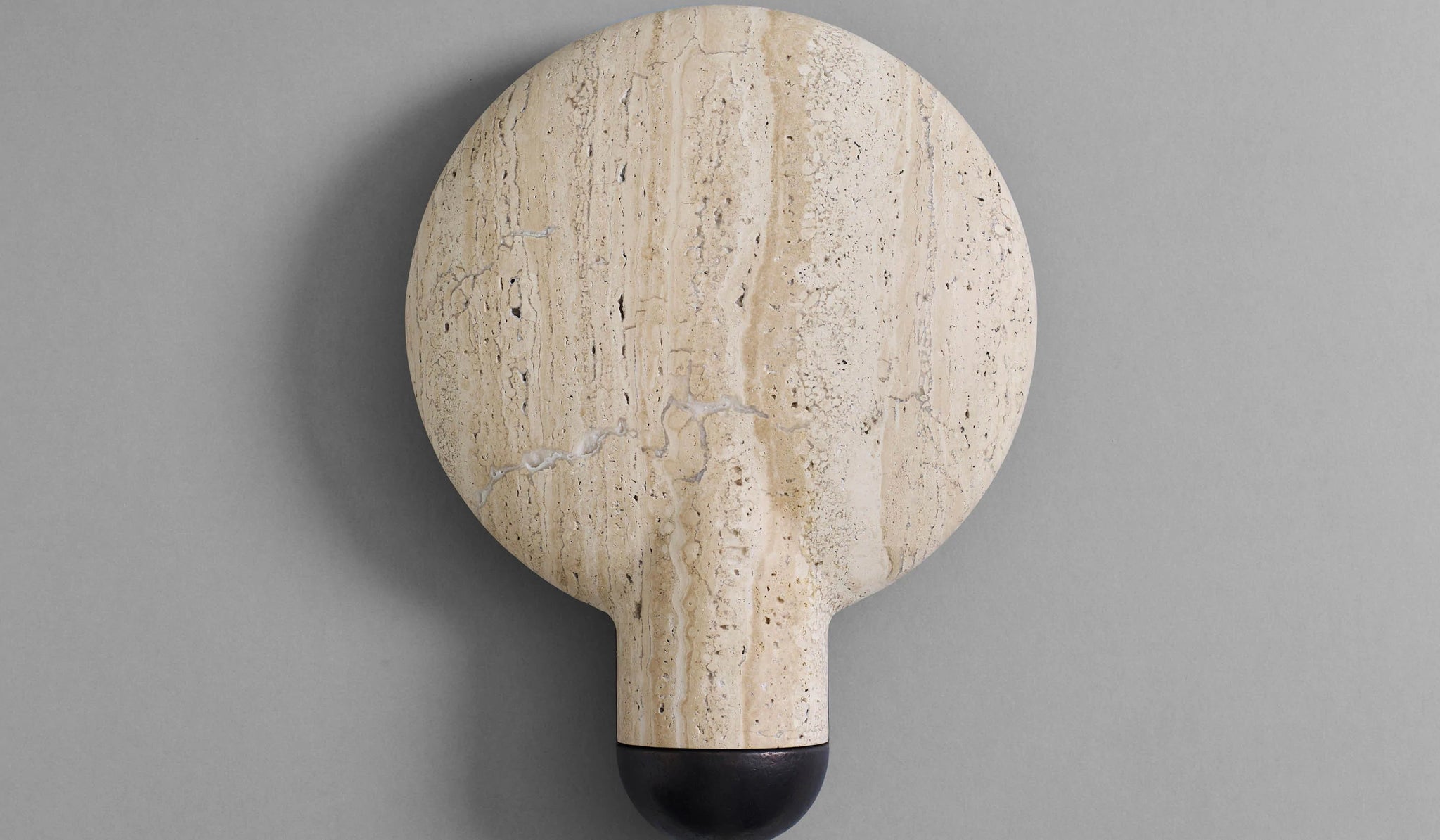 IN STOCK Studio Henry Wilson Classico Travertine with Blackened Cast Bronze Surface Wall Sconce