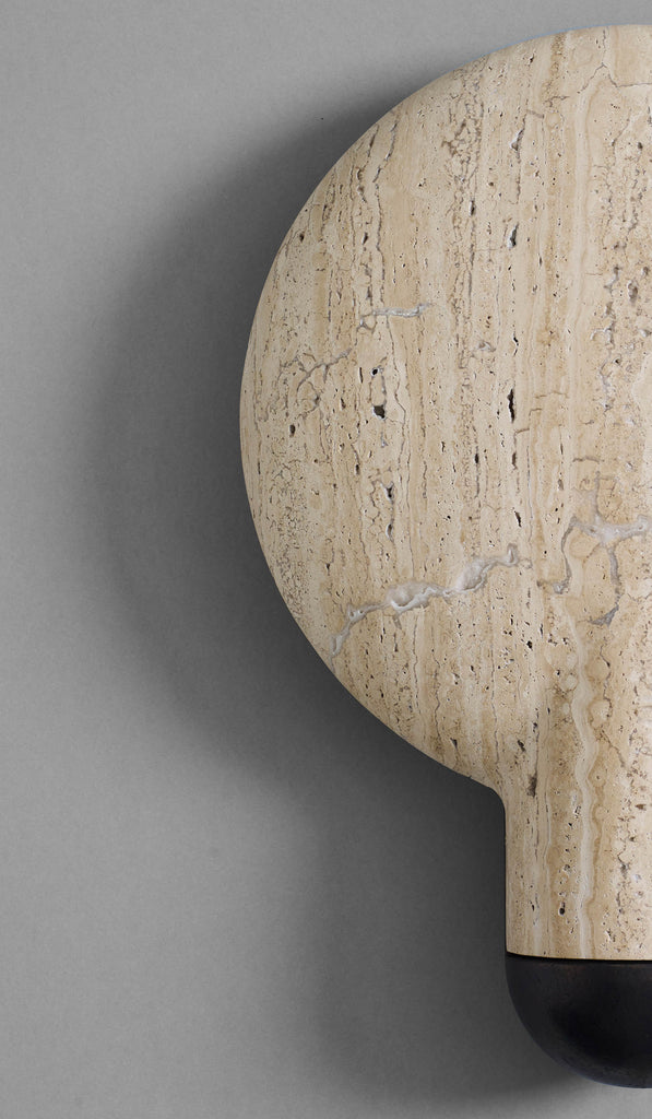 Studio Henry Wilson Classico Travertine with Blackened Cast Bronze Surface Wall Sconce