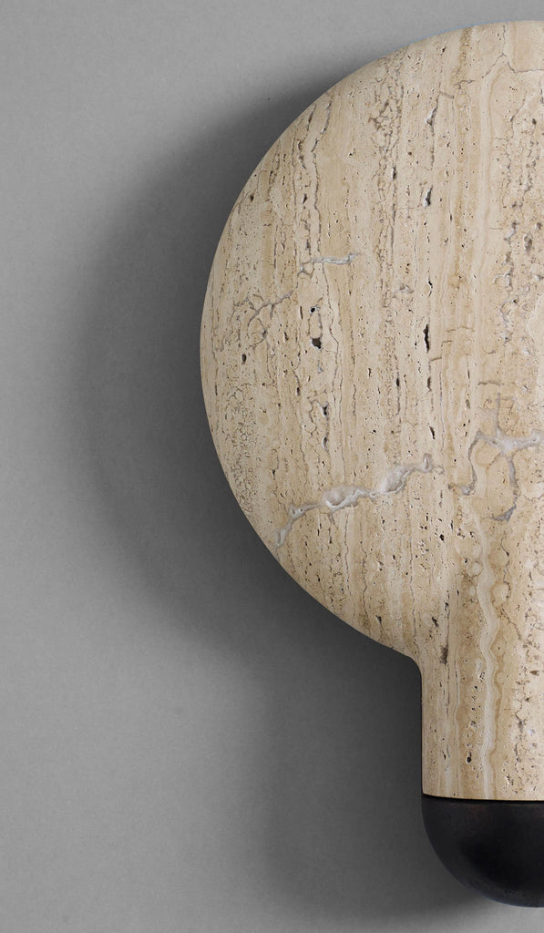 IN STOCK Studio Henry Wilson Classico Travertine with Blackened Cast Bronze Surface Wall Sconce