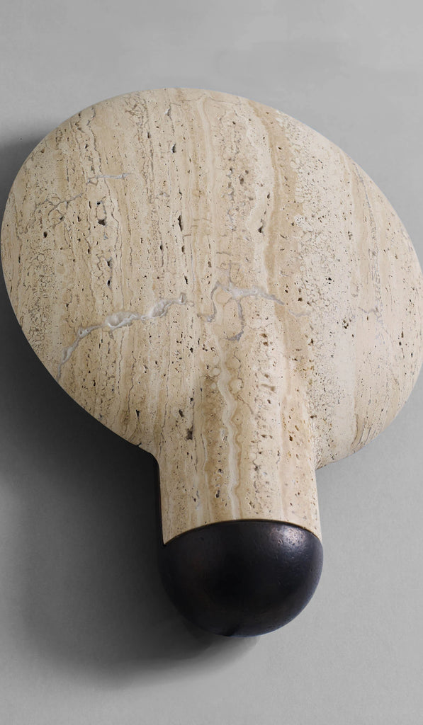 IN STOCK Studio Henry Wilson Classico Travertine with Blackened Cast Bronze Surface Wall Sconce