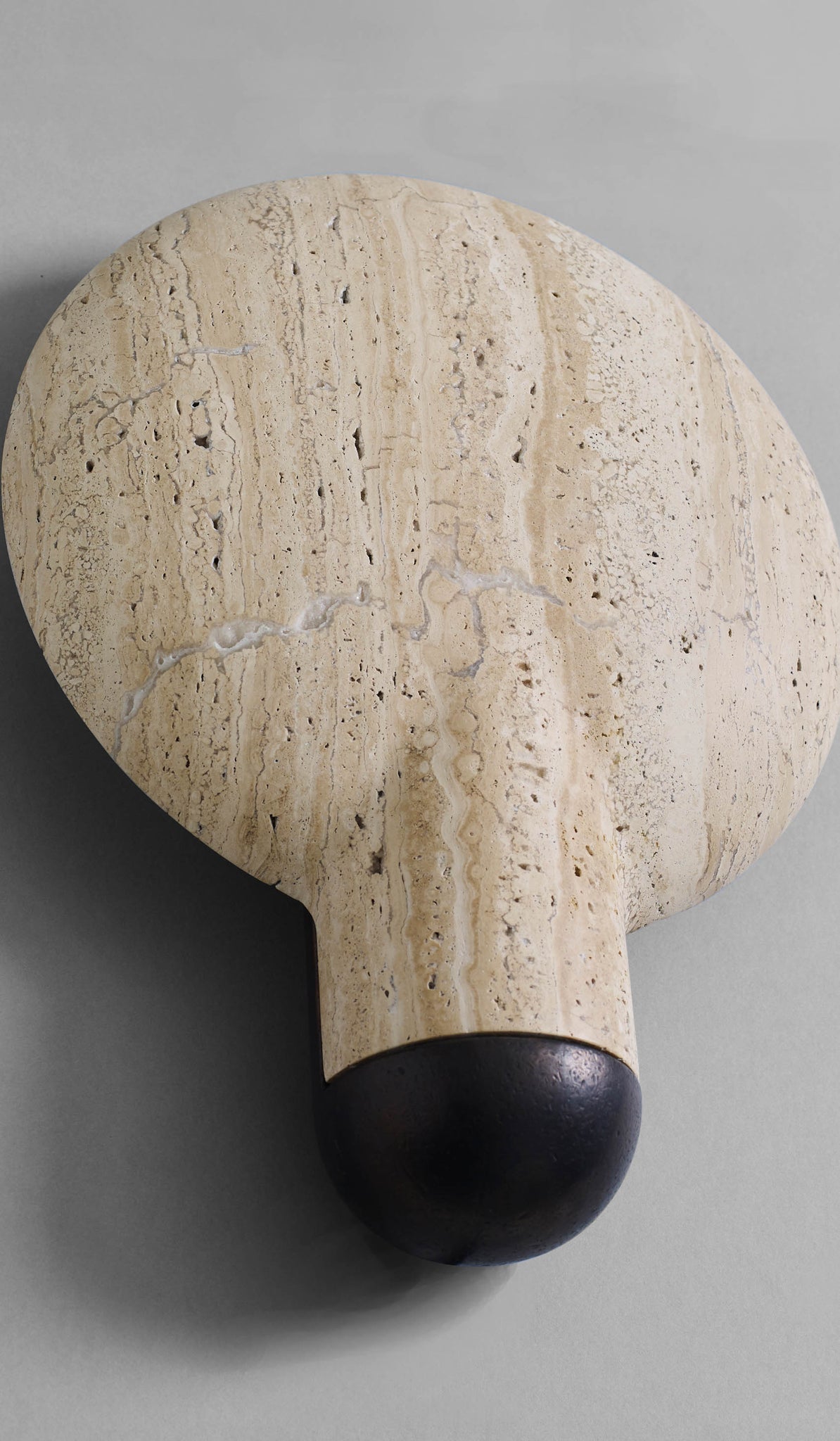Studio Henry Wilson Classico Travertine with Blackened Cast Bronze Surface Wall Sconce