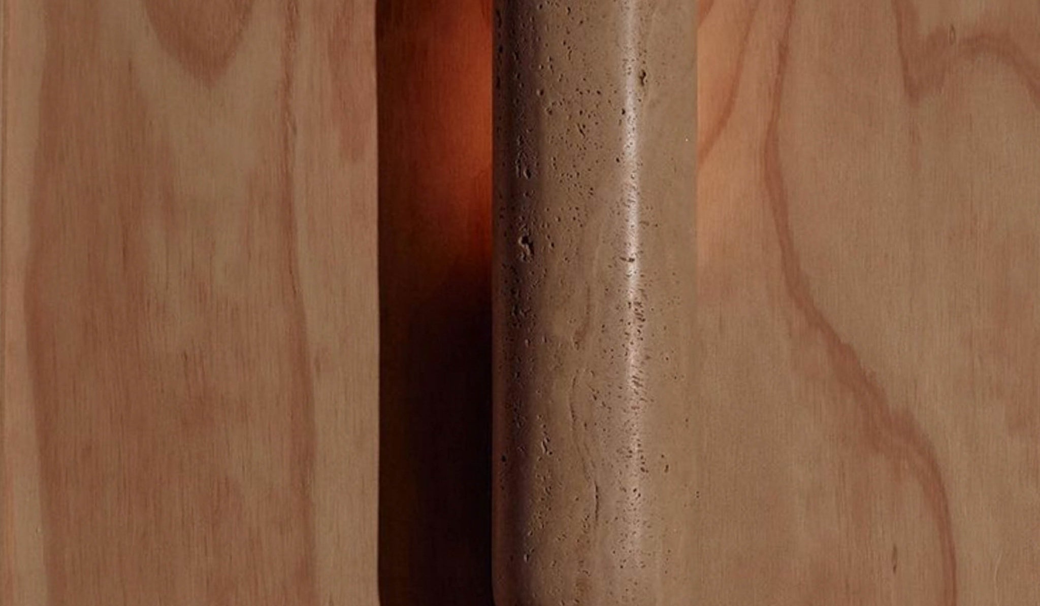 Studio Henry Wilson Classico Travertine with Blackened Cast Bronze Pill Sconce