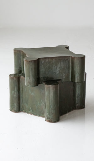 IN STOCK B Zippy Aniline Green Double Tier Twisted Castle Side Table