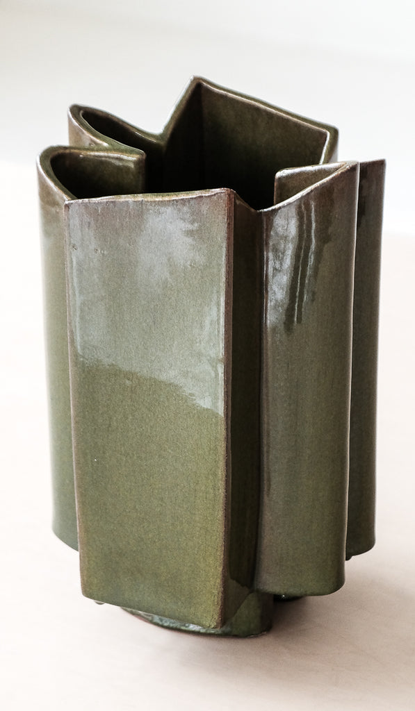 B Zippy Aniline Green Wiggle Vase