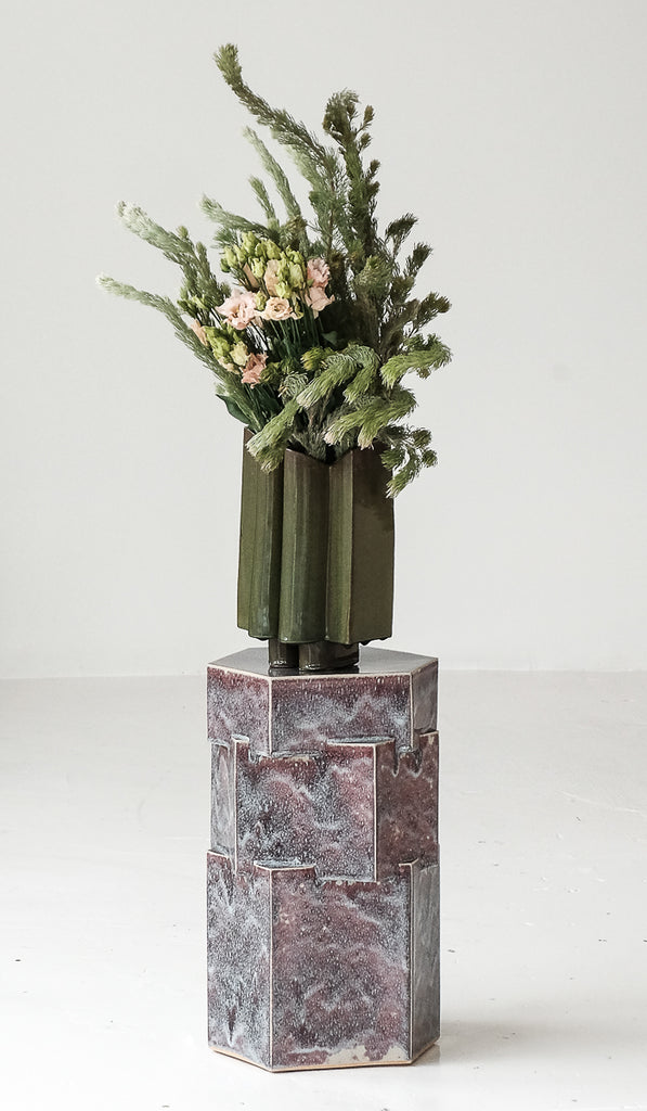B Zippy Aniline Green Wiggle Vase