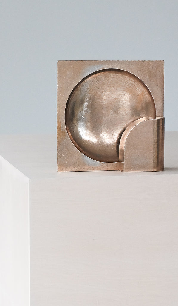 IN STOCK Studio Henry Wilson Polished Cast Bronze Block Sconce Table Lamp