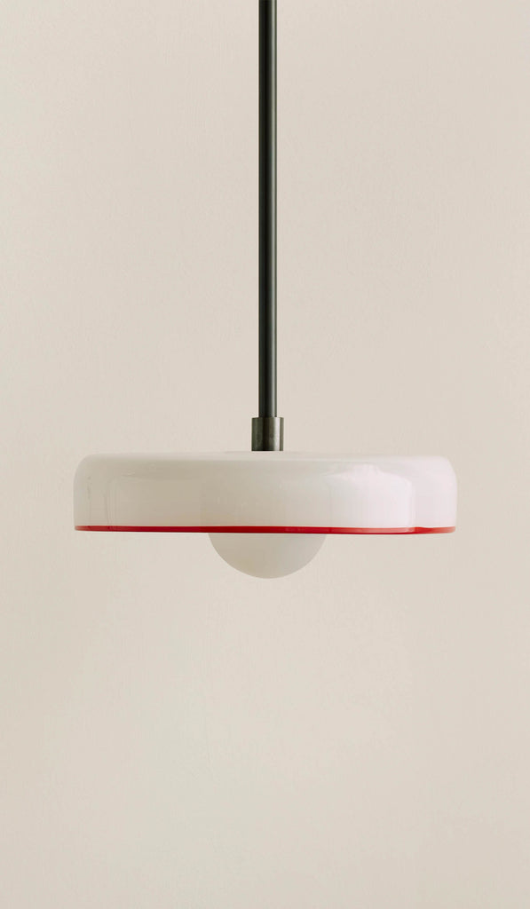In Common With Opaline Glass Disc Pendant with Red Rim