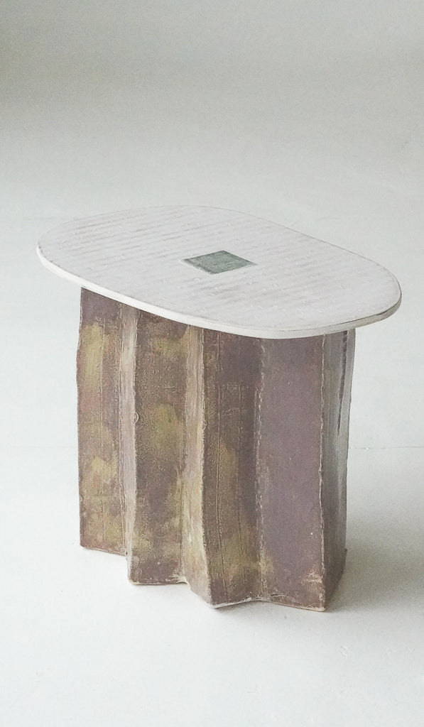 Jordan McDonald Faceted Ceramic Side Table with Blue Tile