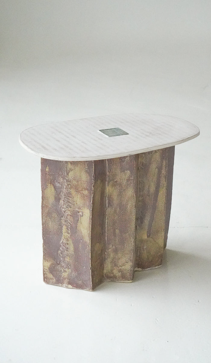 Jordan McDonald Faceted Ceramic Side Table with Blue Tile