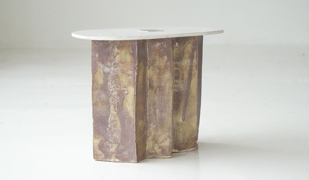 Jordan McDonald Faceted Ceramic Side Table with Blue Tile