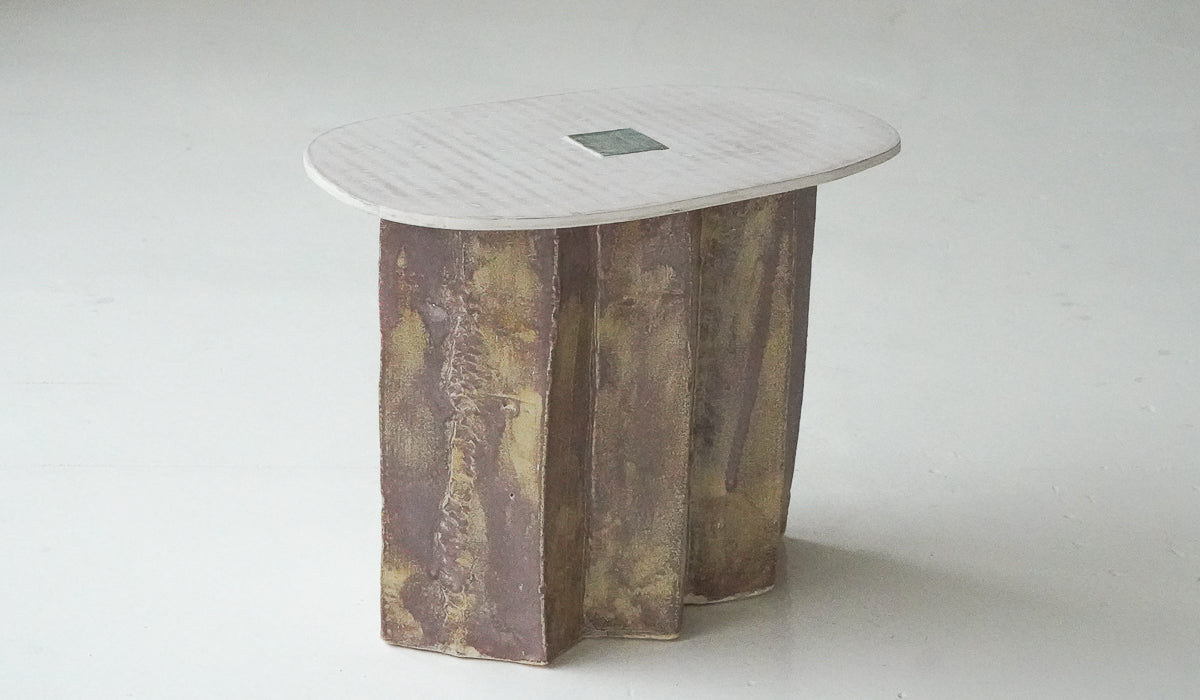 Jordan McDonald Faceted Ceramic Side Table with Blue Tile