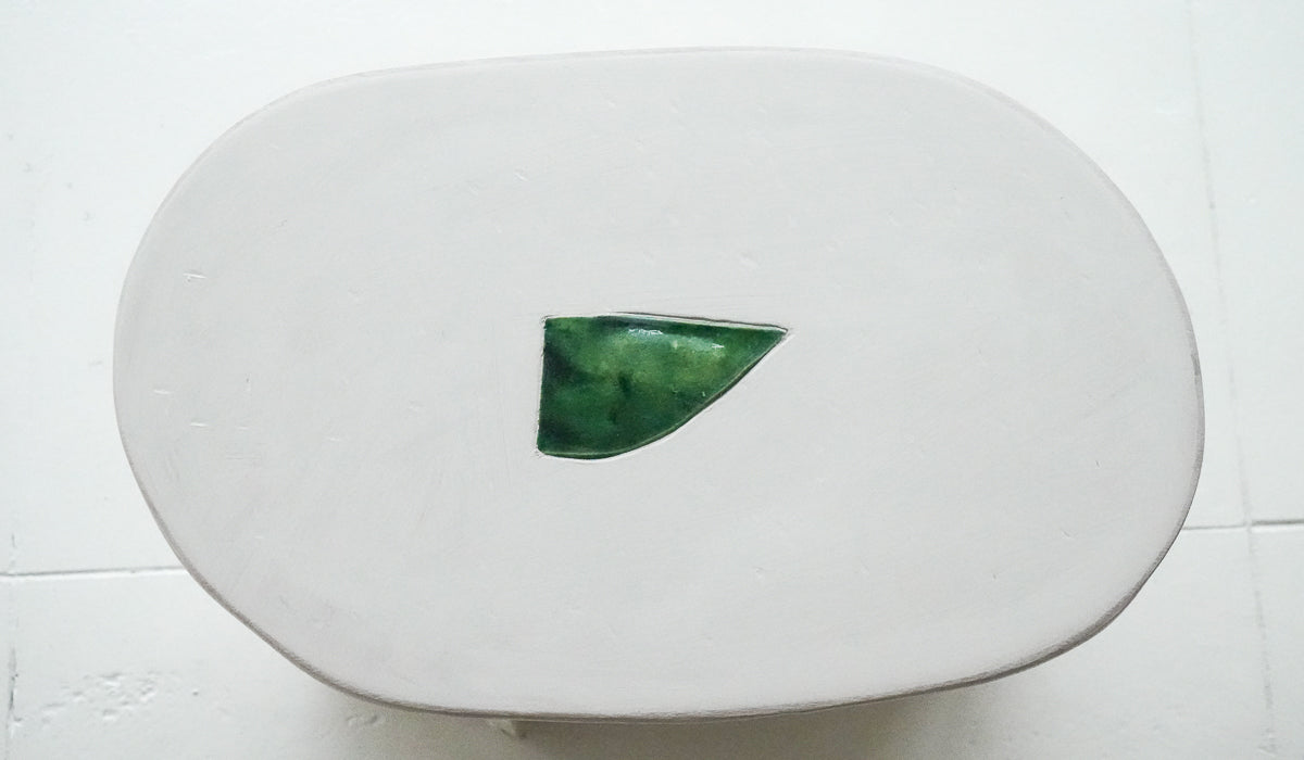 Jordan McDonald Faceted Ceramic Side Table with Green Tile