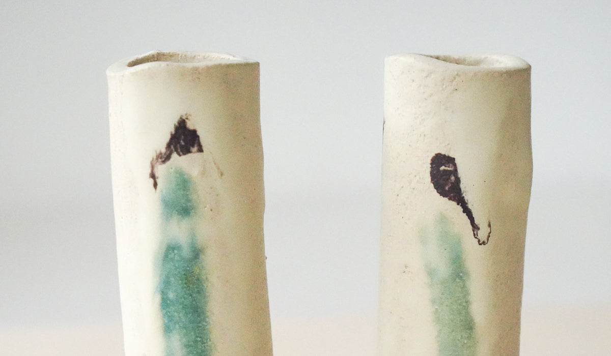 Jordan McDonald Pair of Cylinder Stem Vases