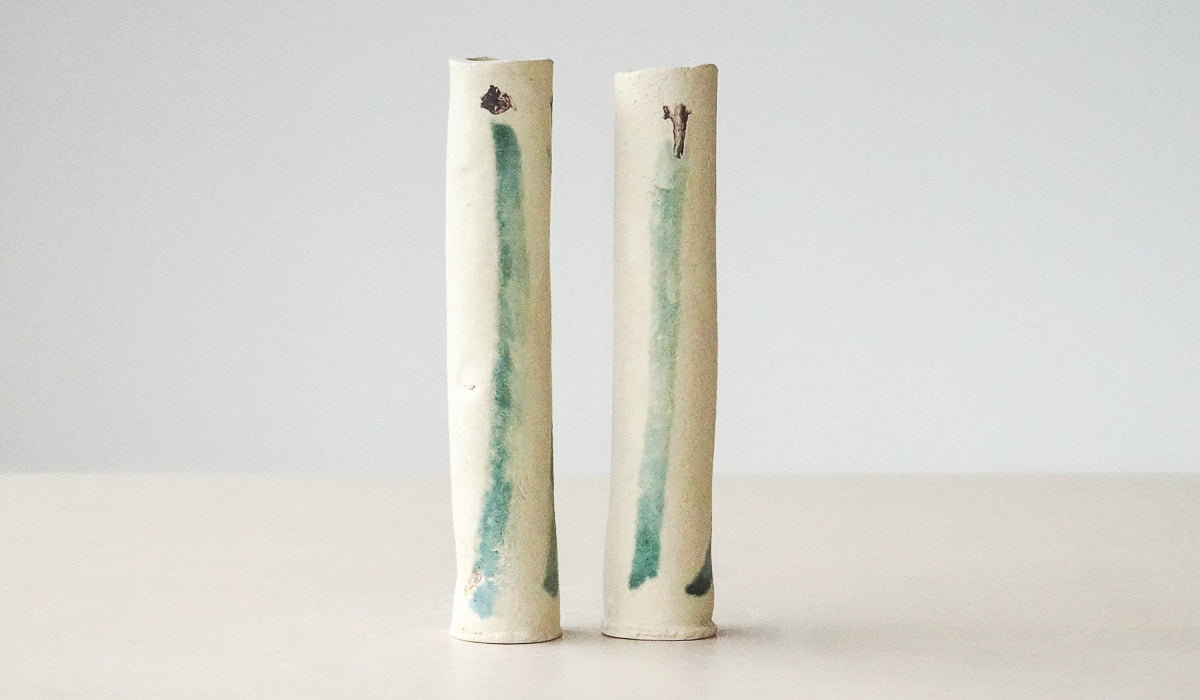 Jordan McDonald Pair of Cylinder Stem Vases