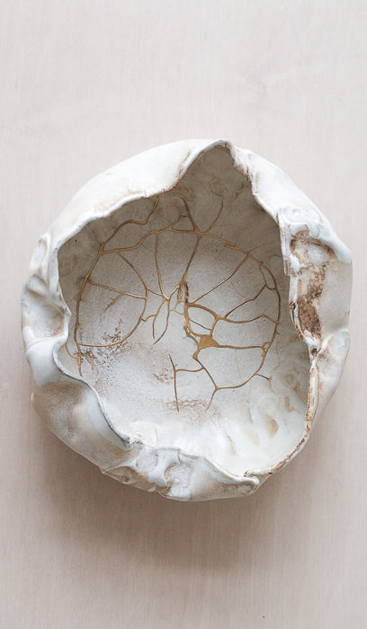 Mondays Wood Fired Wasp Nest Bowl with Kintsugi