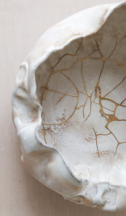 Mondays Wood Fired Wasp Nest Bowl with Kintsugi