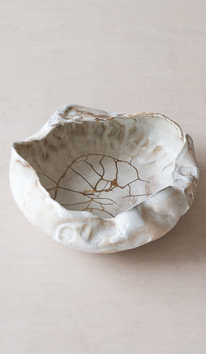 Mondays Wood Fired Wasp Nest Bowl with Kintsugi