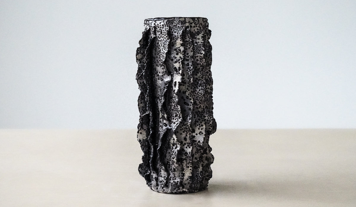Nathalee Paolinelli Black Lichen Ripple Vase No. 5
