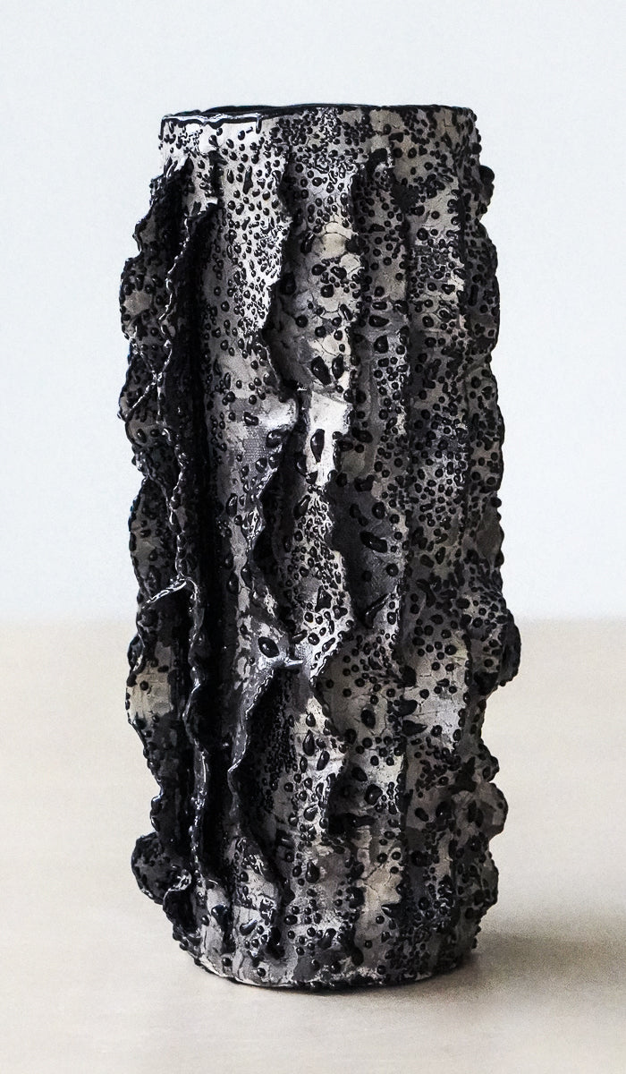 Nathalee Paolinelli Black Lichen Ripple Vase No. 5