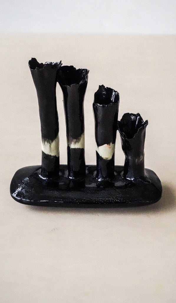 Nathalee Paolinelli Black Oblong Coral Vase No. 9