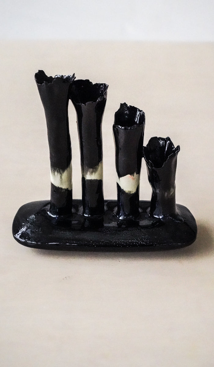 Nathalee Paolinelli Black Oblong Coral Vase No. 9