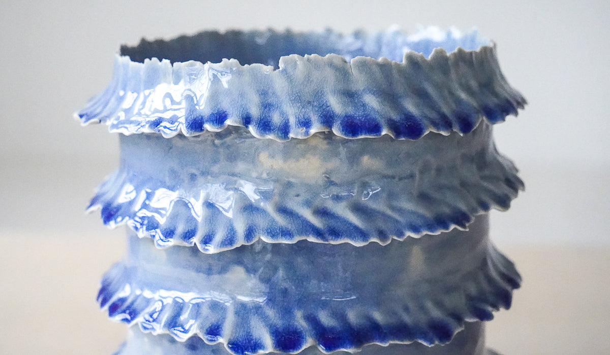 Nathalee Paolinelli Blue Torn Tier Vessel No. 3