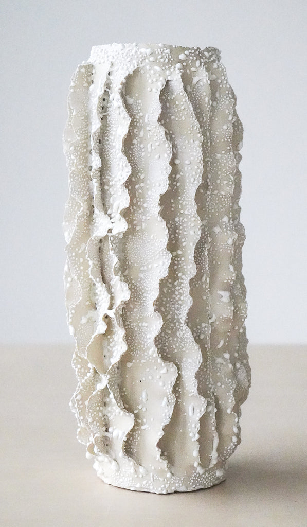 Nathalee Paolinelli White Lichen Ripple Vase No. 6