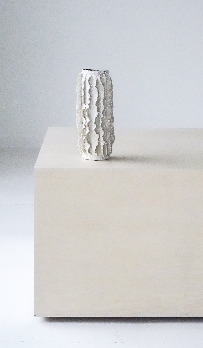 Nathalee Paolinelli White Lichen Ripple Vase No. 6