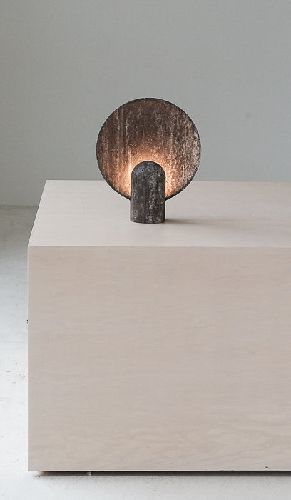 Studio Henry Wilson Black Travertine Surface Sconce Table Lamp