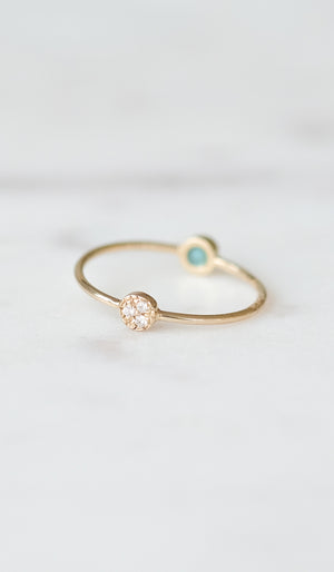 Mociun Diamond and Turquoise Double Circle Ring