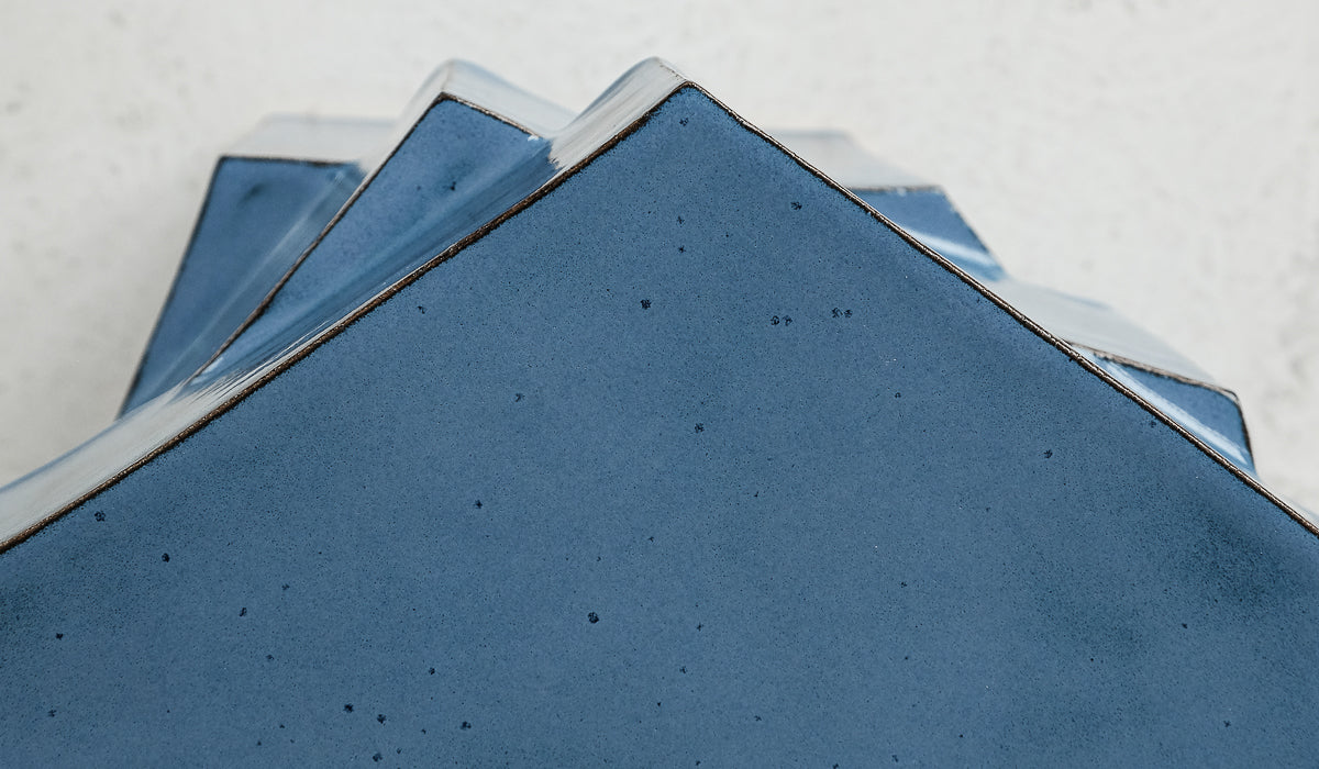 B Zippy Mottled Blue Triple Tier Hex Side Table - Spartan Shop