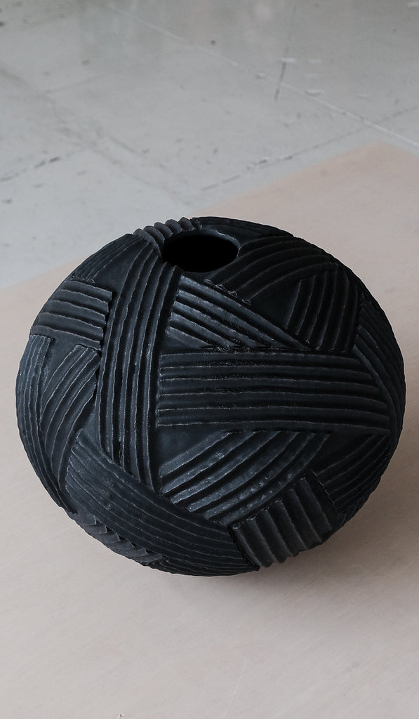 Giselle Hicks Coal Black Sphere Rope Vessel