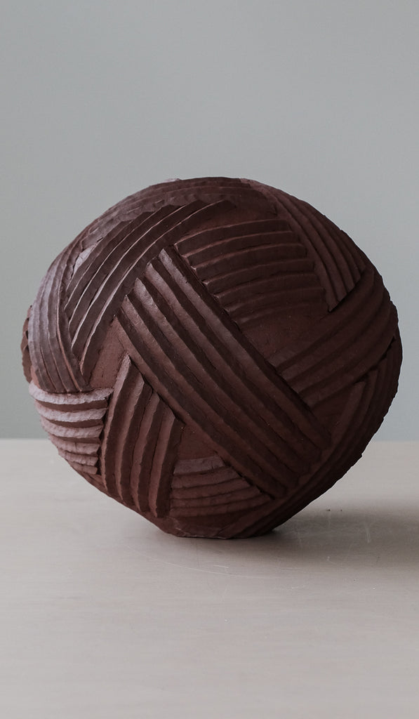 Giselle Hicks Iron Red Sphere Vessel with Lines