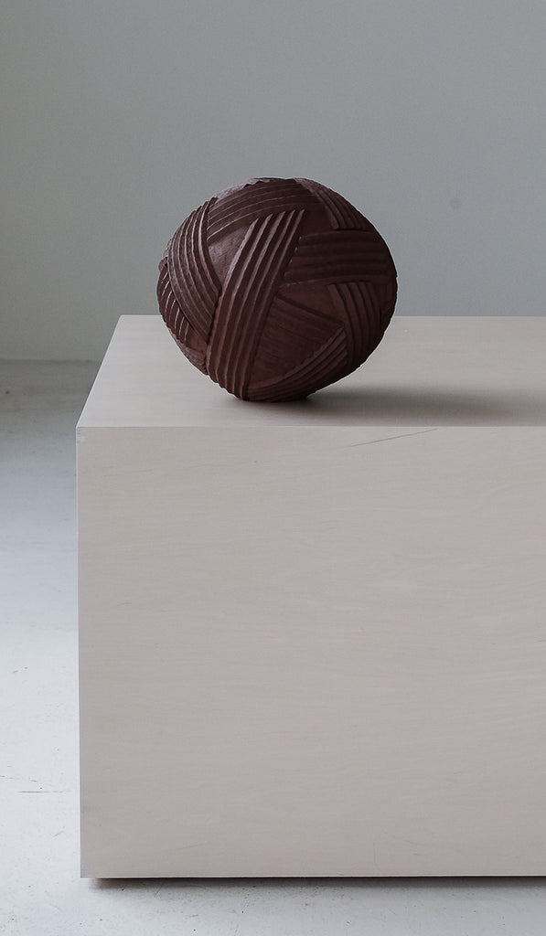 Giselle Hicks Iron Red Sphere Vessel with Lines