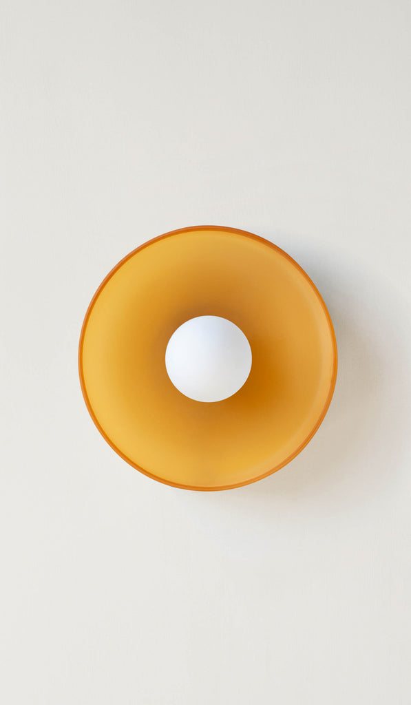 In Common With Sandblasted Amber Blown Glass Disc Surface Mount