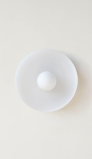 In Common With Sandblasted White Blown Glass Disc Surface Mount