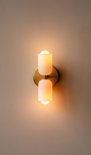 In Common With Enamel White Glass Up Down Sconce