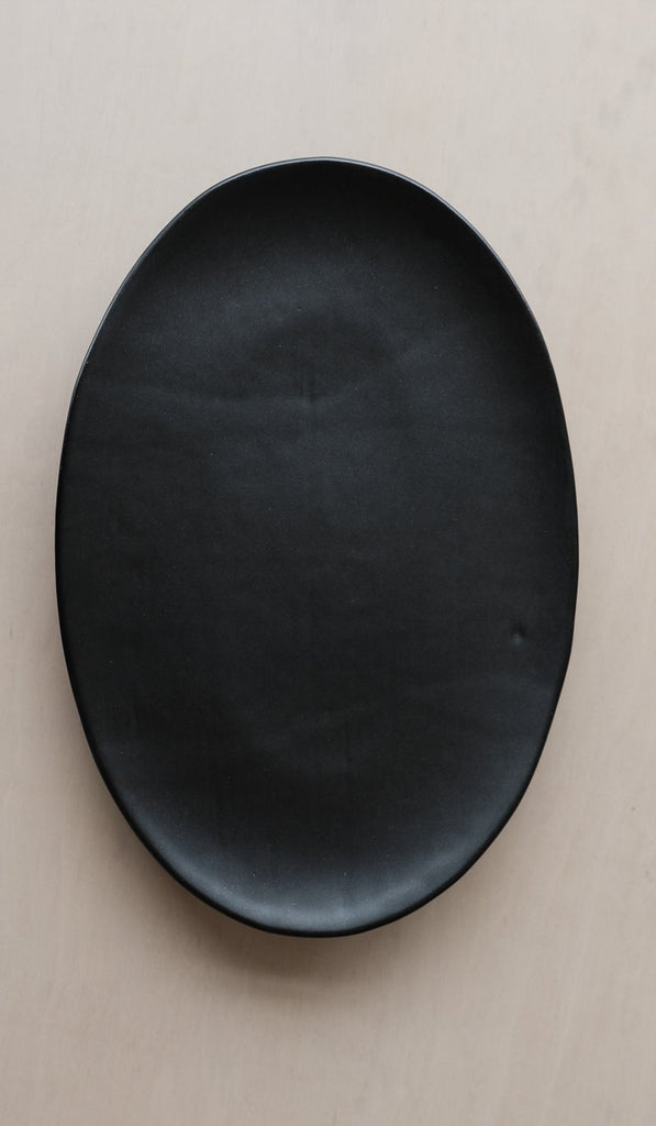 Len Carella Black Oval Pedestal Platter