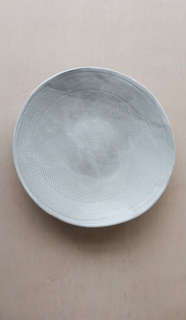 Len Carella White Large Round Pedestal Platter