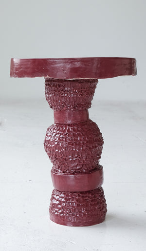 Mother of God Oxblood Red Pedestal Side Table No. 7