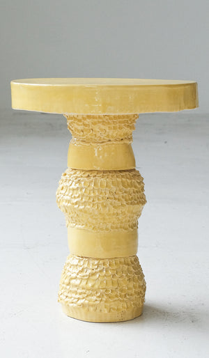 Mother of God Gloss Yellow Pedestal Side Table No. 5