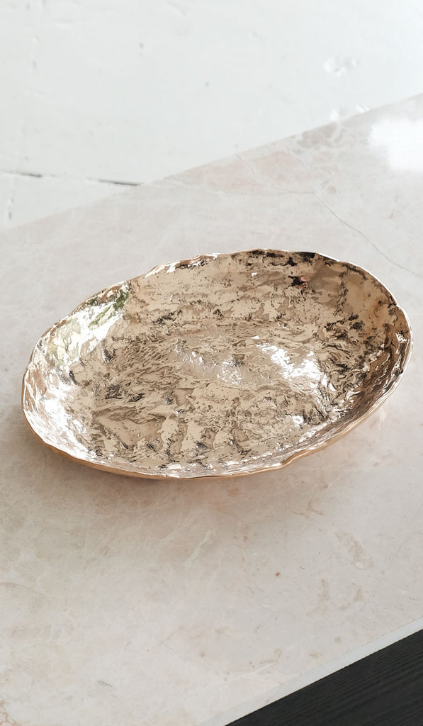 Nancy Pearce Extra Large Oval Furrowed Cast Bronze Bowl