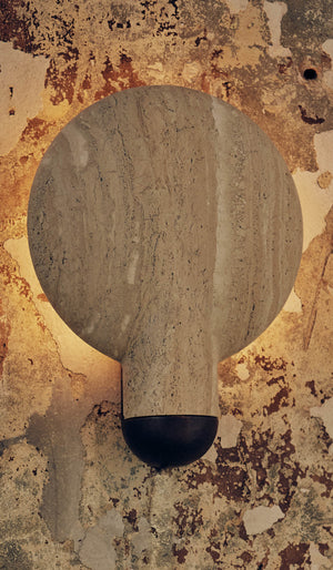 Studio Henry Wilson Classico Travertine with Blackened Cast Bronze Surface Wall Sconce